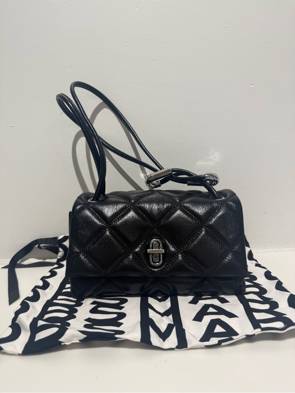 NWT Marc Jacobs The Quilted Mini Dual Shoulder Bag in black